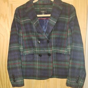 Talbots Women's Plaid Wool Jacket - Green and Blue